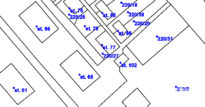 Parcela st. 220/27 v KÚ Okrouhlá u Chebu, Katastrální mapa