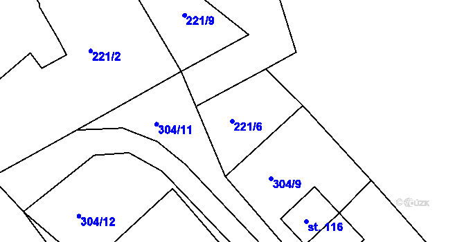 Parcela st. 221/6 v KÚ Okrouhlá u Chebu, Katastrální mapa
