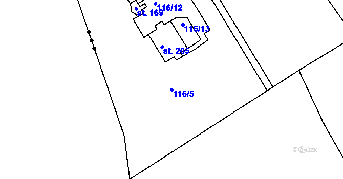 Parcela st. 116/5 v KÚ Okrouhlá u Chebu, Katastrální mapa