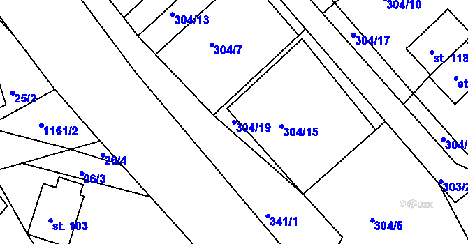 Parcela st. 304/19 v KÚ Okrouhlá u Chebu, Katastrální mapa