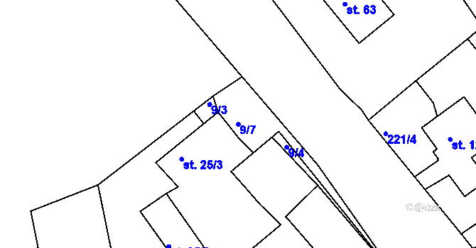 Parcela st. 9/7 v KÚ Okrouhlá u Chebu, Katastrální mapa