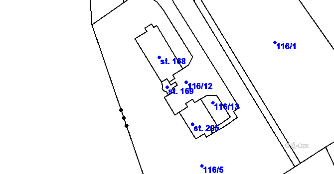 Parcela st. 169 v KÚ Okrouhlá u Chebu, Katastrální mapa