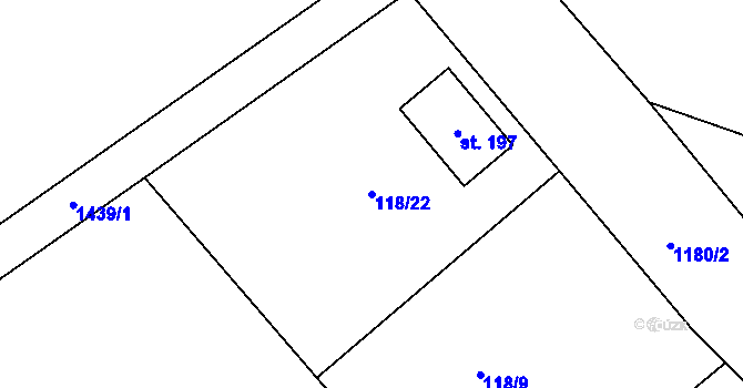 Parcela st. 118/22 v KÚ Okrouhlá u Chebu, Katastrální mapa
