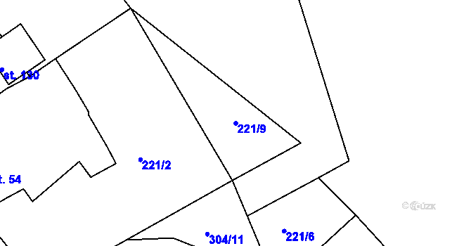 Parcela st. 221/9 v KÚ Okrouhlá u Chebu, Katastrální mapa