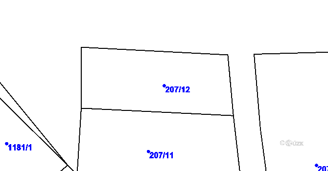 Parcela st. 207/12 v KÚ Okrouhlá u Chebu, Katastrální mapa