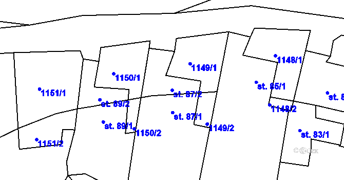 Parcela st. 87/2 v KÚ Salajna, Katastrální mapa