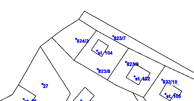 Parcela st. 104 v KÚ Salajna, Katastrální mapa