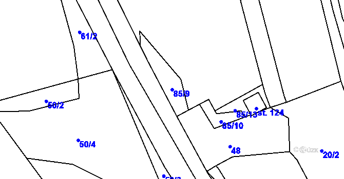 Parcela st. 85/9 v KÚ Salajna, Katastrální mapa