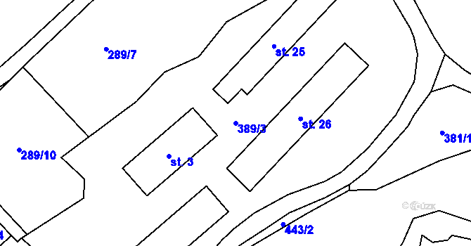 Parcela st. 389/3 v KÚ Velká Šitboř, Katastrální mapa