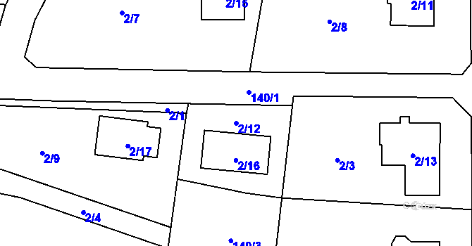 Parcela st. 2/12 v KÚ Okrouhlá u Nového Boru, Katastrální mapa