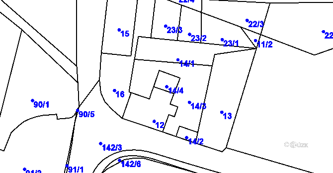 Parcela st. 14/4 v KÚ Okrouhlá u Nového Boru, Katastrální mapa