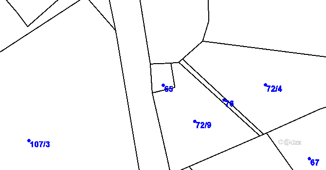 Parcela st. 65 v KÚ Okrouhlá u Nového Boru, Katastrální mapa