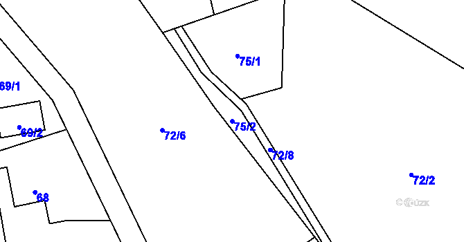 Parcela st. 75/2 v KÚ Okrouhlá u Nového Boru, Katastrální mapa