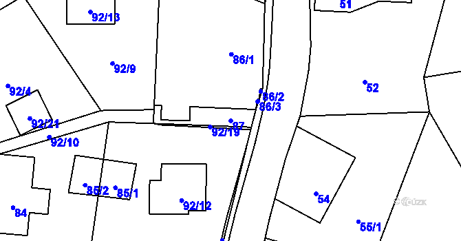 Parcela st. 87 v KÚ Okrouhlá u Nového Boru, Katastrální mapa
