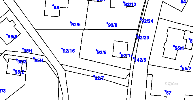 Parcela st. 92/6 v KÚ Okrouhlá u Nového Boru, Katastrální mapa