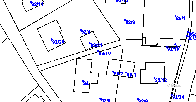 Parcela st. 92/10 v KÚ Okrouhlá u Nového Boru, Katastrální mapa
