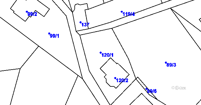 Parcela st. 120/1 v KÚ Okrouhlá u Nového Boru, Katastrální mapa