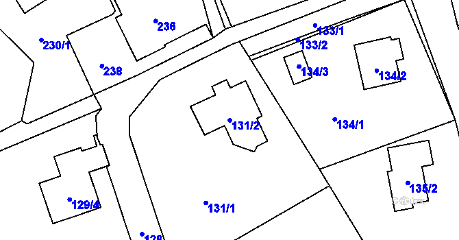 Parcela st. 131/2 v KÚ Okrouhlá u Nového Boru, Katastrální mapa