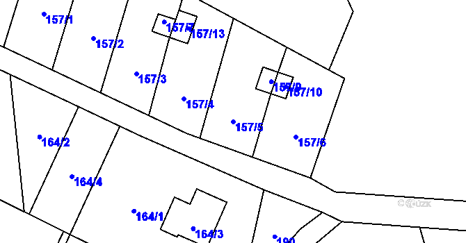 Parcela st. 157/5 v KÚ Okrouhlá u Nového Boru, Katastrální mapa
