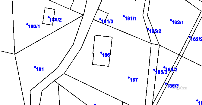 Parcela st. 166 v KÚ Okrouhlá u Nového Boru, Katastrální mapa