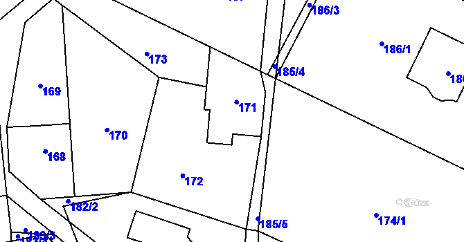 Parcela st. 171 v KÚ Okrouhlá u Nového Boru, Katastrální mapa