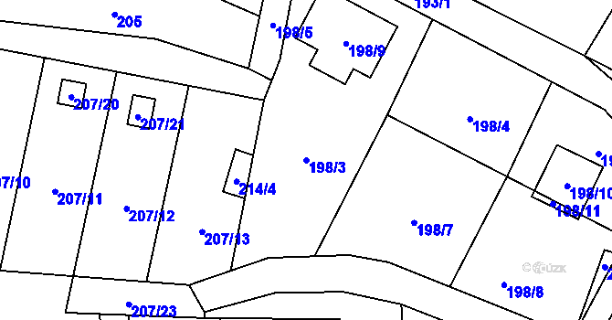 Parcela st. 198/3 v KÚ Okrouhlá u Nového Boru, Katastrální mapa