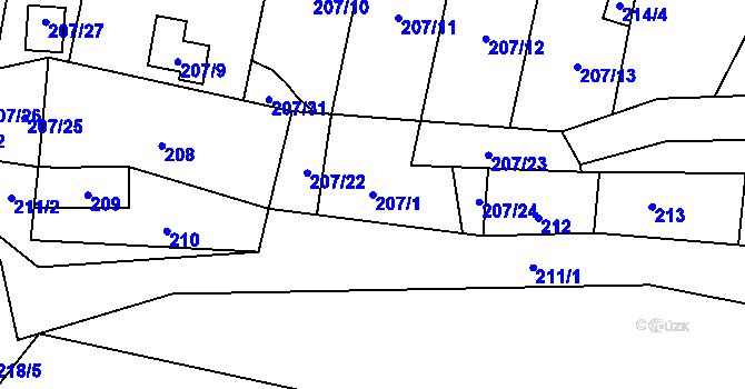 Parcela st. 207/1 v KÚ Okrouhlá u Nového Boru, Katastrální mapa