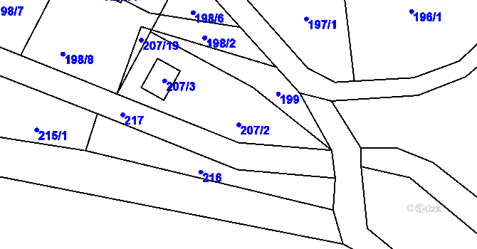 Parcela st. 207/2 v KÚ Okrouhlá u Nového Boru, Katastrální mapa