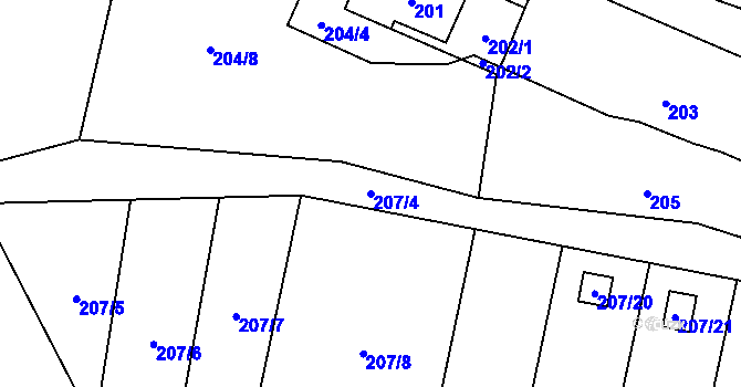 Parcela st. 207/4 v KÚ Okrouhlá u Nového Boru, Katastrální mapa