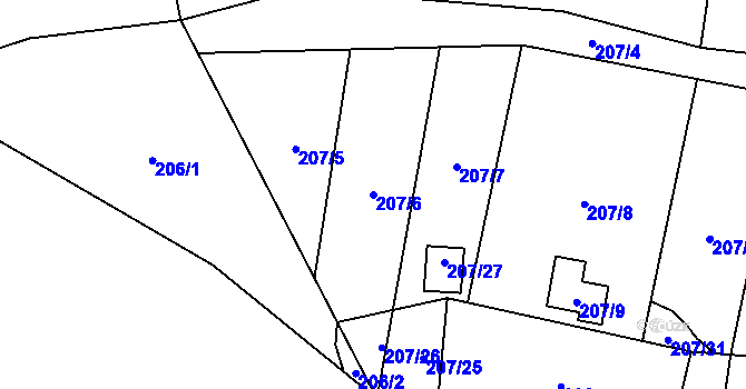 Parcela st. 207/6 v KÚ Okrouhlá u Nového Boru, Katastrální mapa