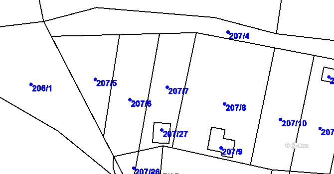 Parcela st. 207/7 v KÚ Okrouhlá u Nového Boru, Katastrální mapa