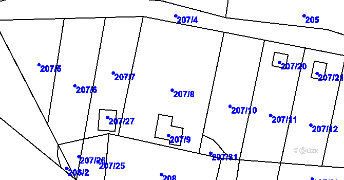 Parcela st. 207/8 v KÚ Okrouhlá u Nového Boru, Katastrální mapa