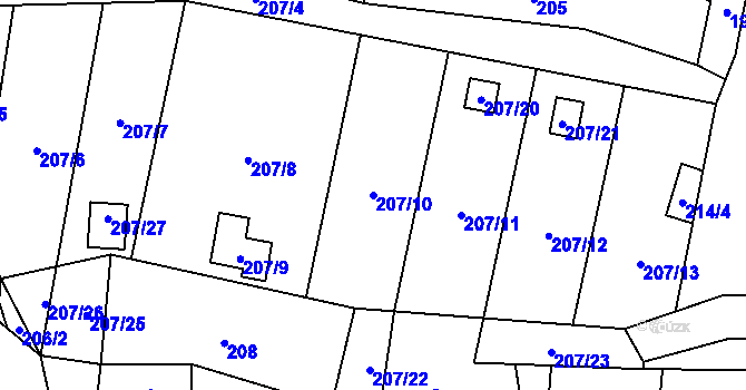 Parcela st. 207/10 v KÚ Okrouhlá u Nového Boru, Katastrální mapa