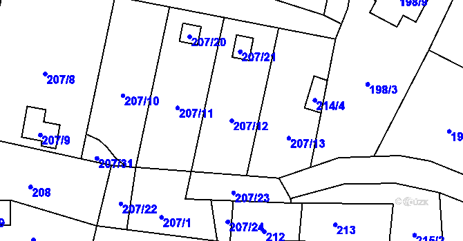 Parcela st. 207/12 v KÚ Okrouhlá u Nového Boru, Katastrální mapa