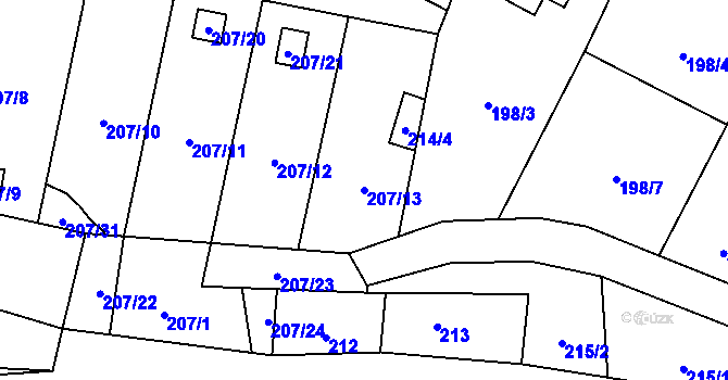 Parcela st. 207/13 v KÚ Okrouhlá u Nového Boru, Katastrální mapa
