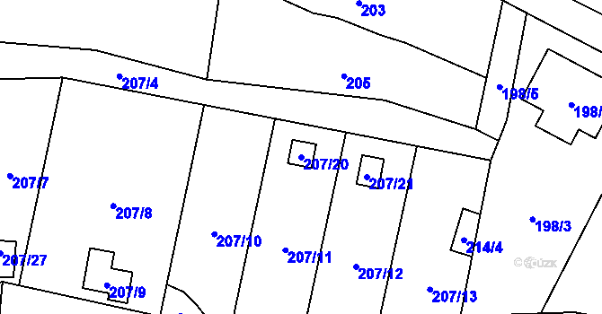 Parcela st. 207/20 v KÚ Okrouhlá u Nového Boru, Katastrální mapa