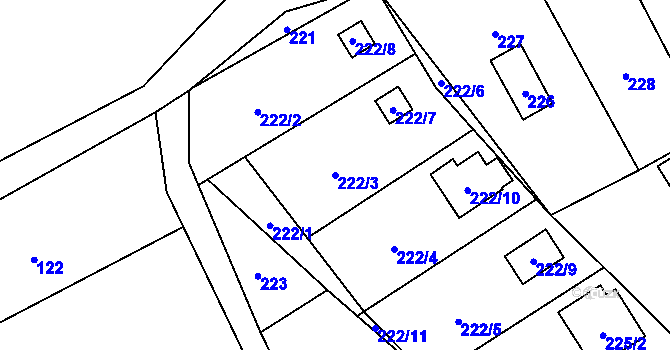 Parcela st. 222/3 v KÚ Okrouhlá u Nového Boru, Katastrální mapa