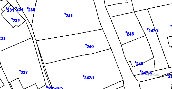 Parcela st. 240 v KÚ Okrouhlá u Nového Boru, Katastrální mapa