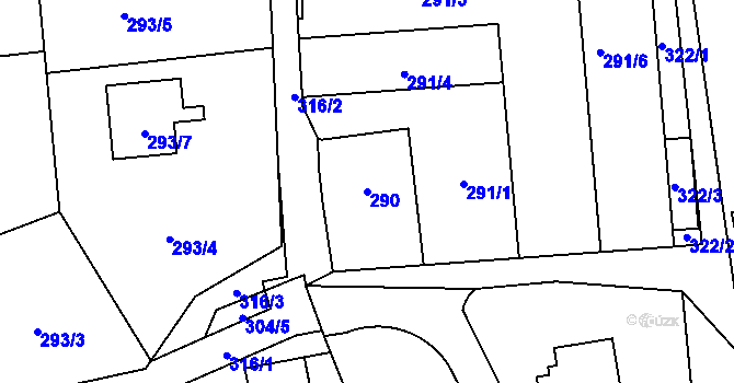 Parcela st. 290 v KÚ Okrouhlá u Nového Boru, Katastrální mapa