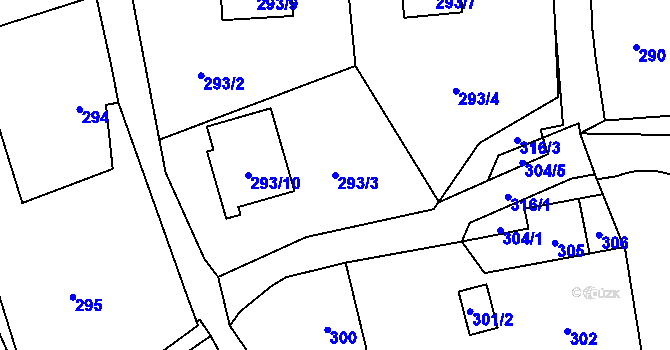 Parcela st. 293/3 v KÚ Okrouhlá u Nového Boru, Katastrální mapa