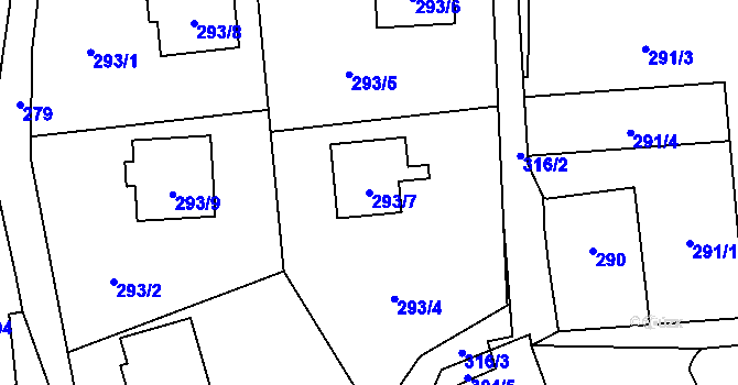 Parcela st. 293/7 v KÚ Okrouhlá u Nového Boru, Katastrální mapa