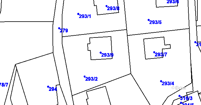 Parcela st. 293/9 v KÚ Okrouhlá u Nového Boru, Katastrální mapa