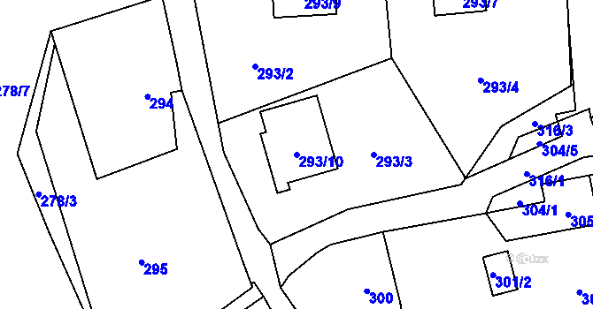 Parcela st. 293/10 v KÚ Okrouhlá u Nového Boru, Katastrální mapa