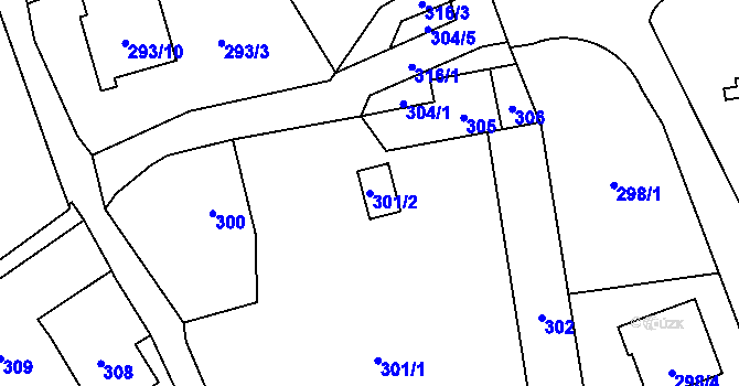 Parcela st. 301/2 v KÚ Okrouhlá u Nového Boru, Katastrální mapa