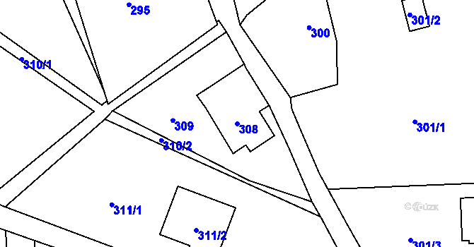 Parcela st. 308 v KÚ Okrouhlá u Nového Boru, Katastrální mapa