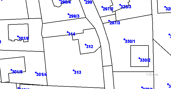Parcela st. 312 v KÚ Okrouhlá u Nového Boru, Katastrální mapa
