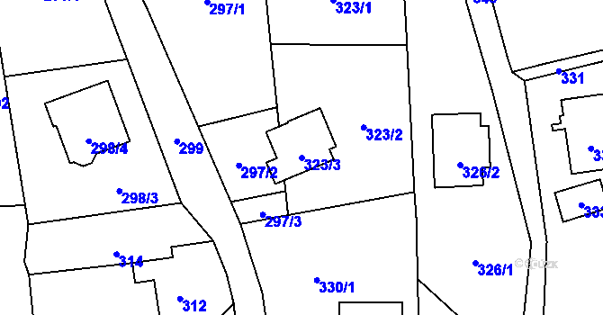 Parcela st. 323/3 v KÚ Okrouhlá u Nového Boru, Katastrální mapa