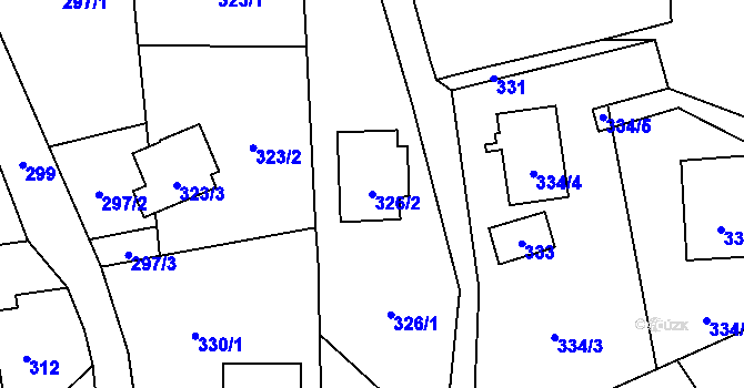 Parcela st. 326/2 v KÚ Okrouhlá u Nového Boru, Katastrální mapa