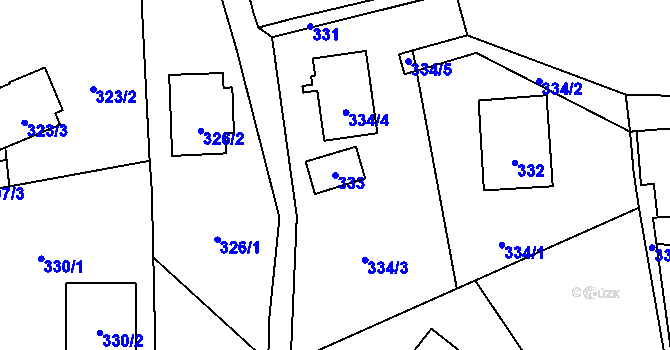 Parcela st. 333 v KÚ Okrouhlá u Nového Boru, Katastrální mapa