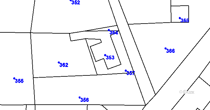 Parcela st. 353 v KÚ Okrouhlá u Nového Boru, Katastrální mapa